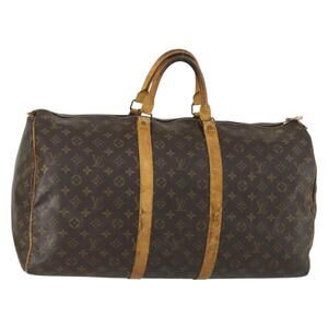 LOUIS VUITTON Monogram Keepall 55 Boston Bag M41424 LV Auth 160529